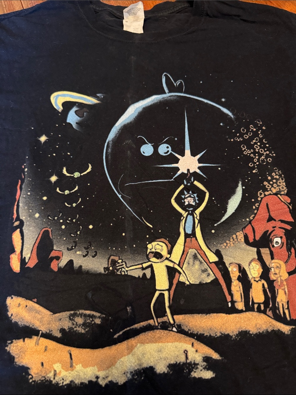 Fruit of the Loom Black Rick and Morty Space Graphic Tee
